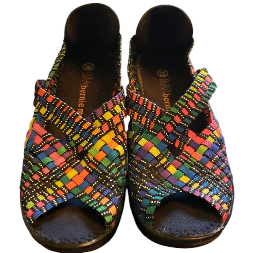 Bernie Mev Rainbow Woven Wedge Sandals